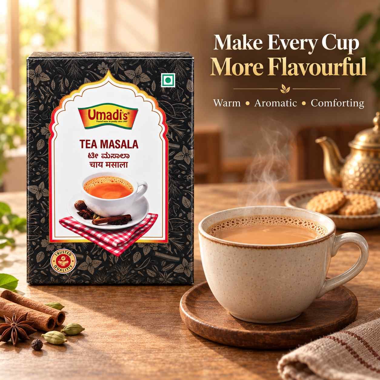 Umadi’s Tea Masala – Aromatic Indian Spice Blend for Chai | No Artificial Colours or Added Preservatives | Vegetarian - Image 4